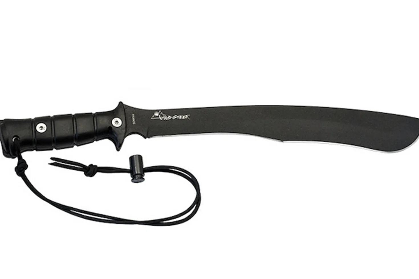 Machette kukri Wildsteer W Tiger WTIG3113NM 45cm lame noire manche Kraton noir + étui en nylon MOLLE