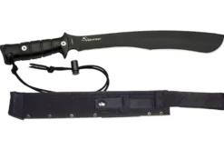 Machette kukri Wildsteer W Tiger WTIG3113NM 45cm lame noire manche Kraton noir + étui en nylon MOLLE