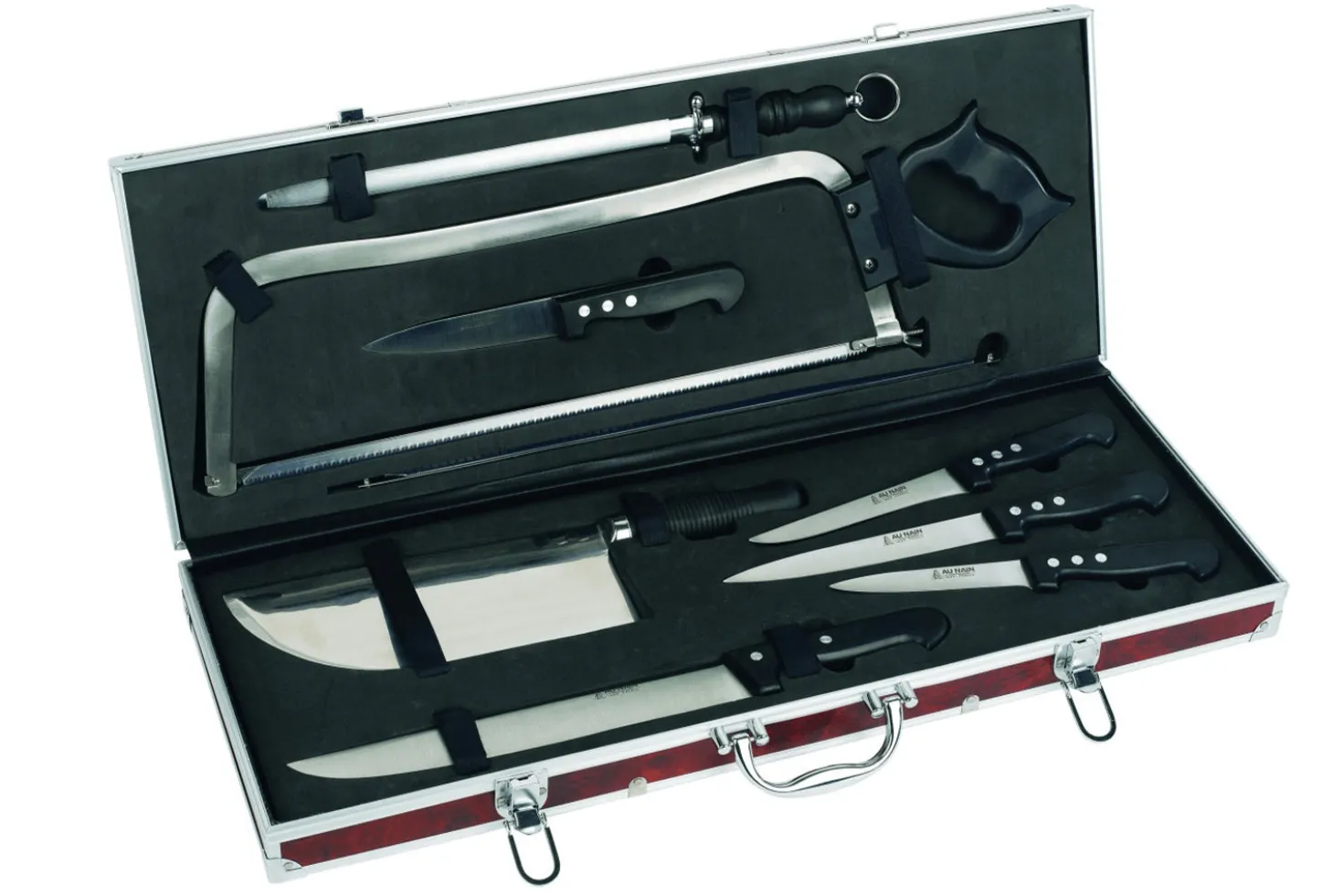 Malette boucherie 9 couteaux et accessoires Au Nain 3 rivets
