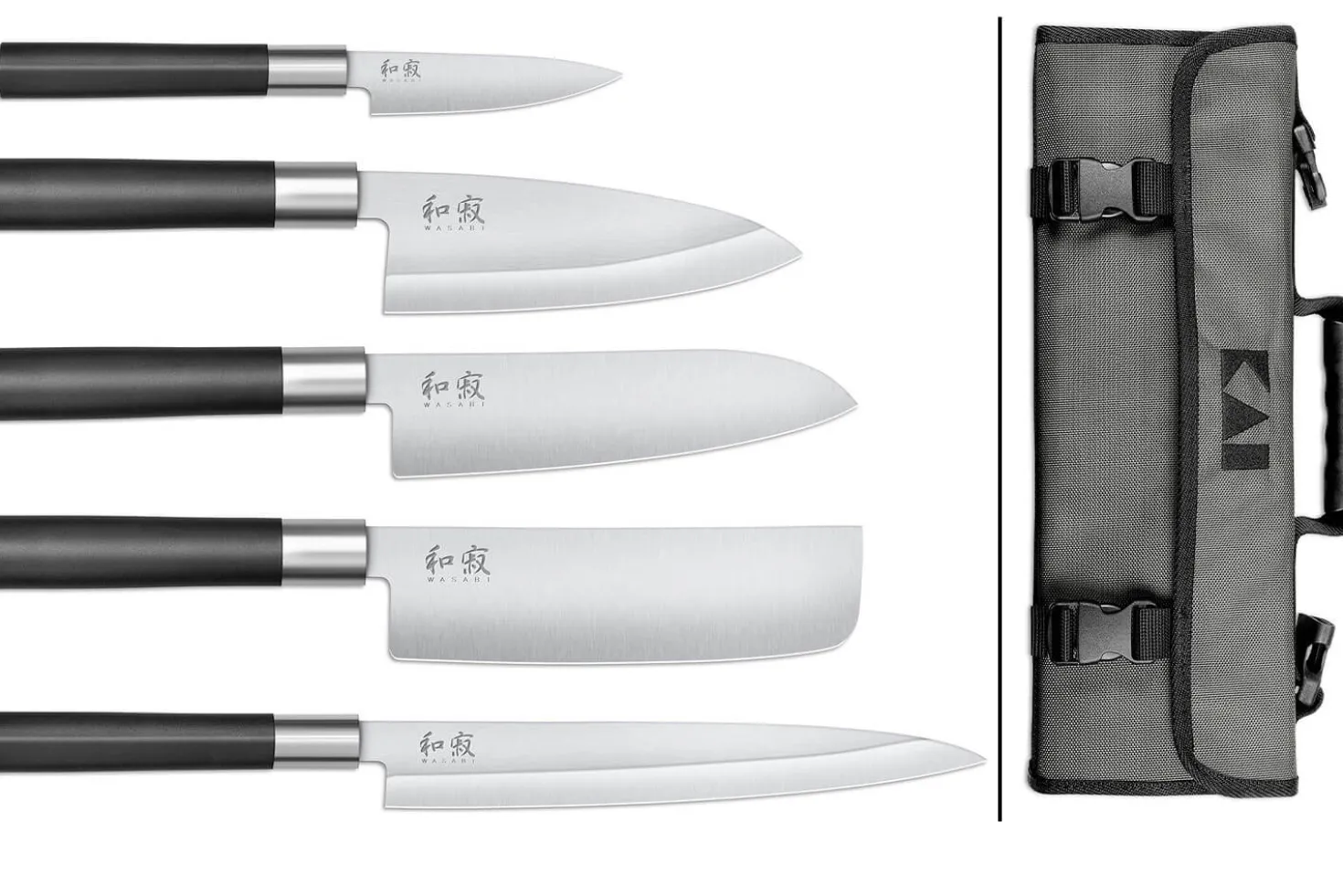 Malette 5 couteaux japonais KAI Wasabi Black JAPON