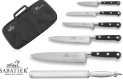 Malette de 5 couteaux + 1 fusil Sabatier Idéal Inox 100% forgés et français