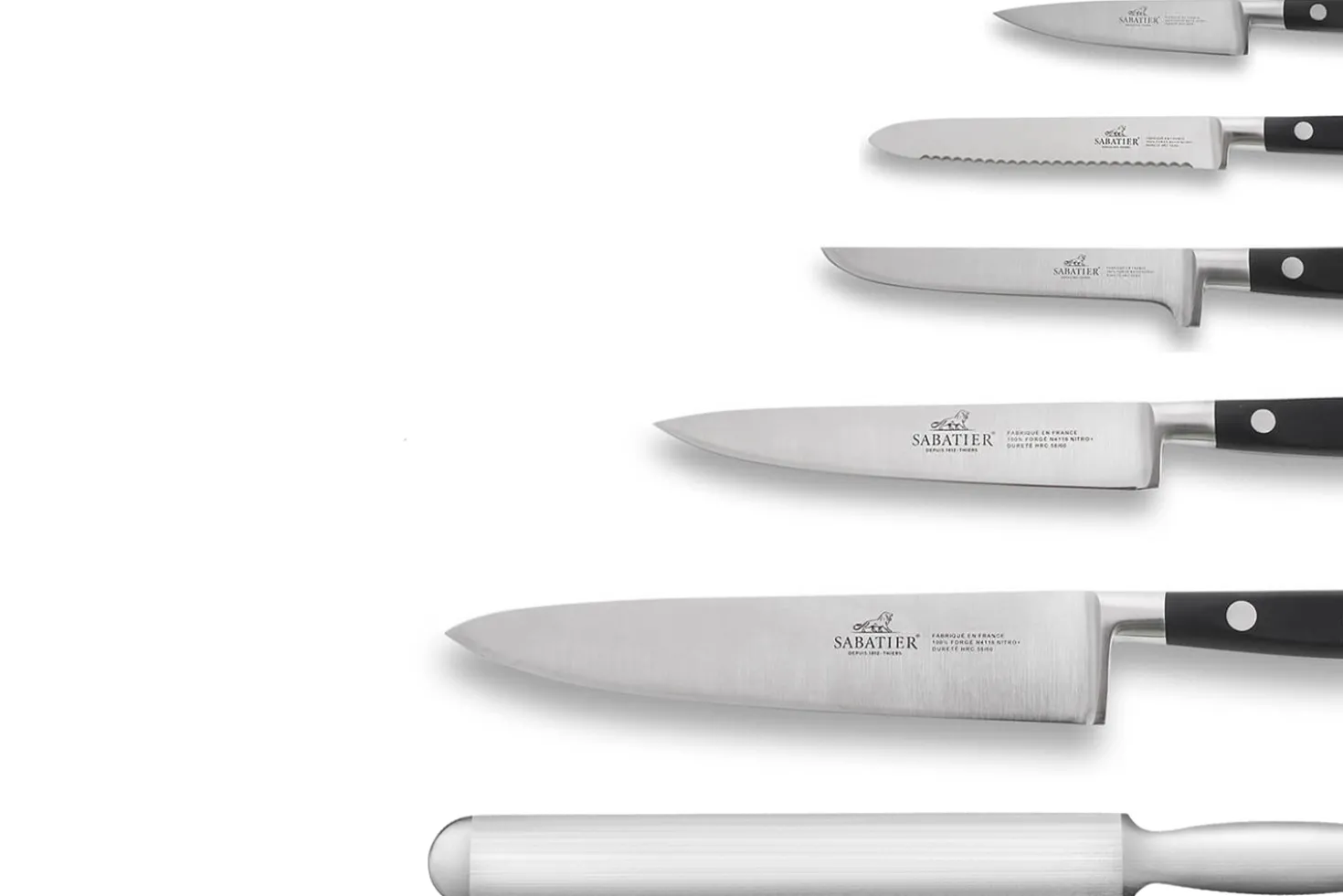 Malette de 5 couteaux + 1 fusil Sabatier Idéal Inox 100% forgés et français