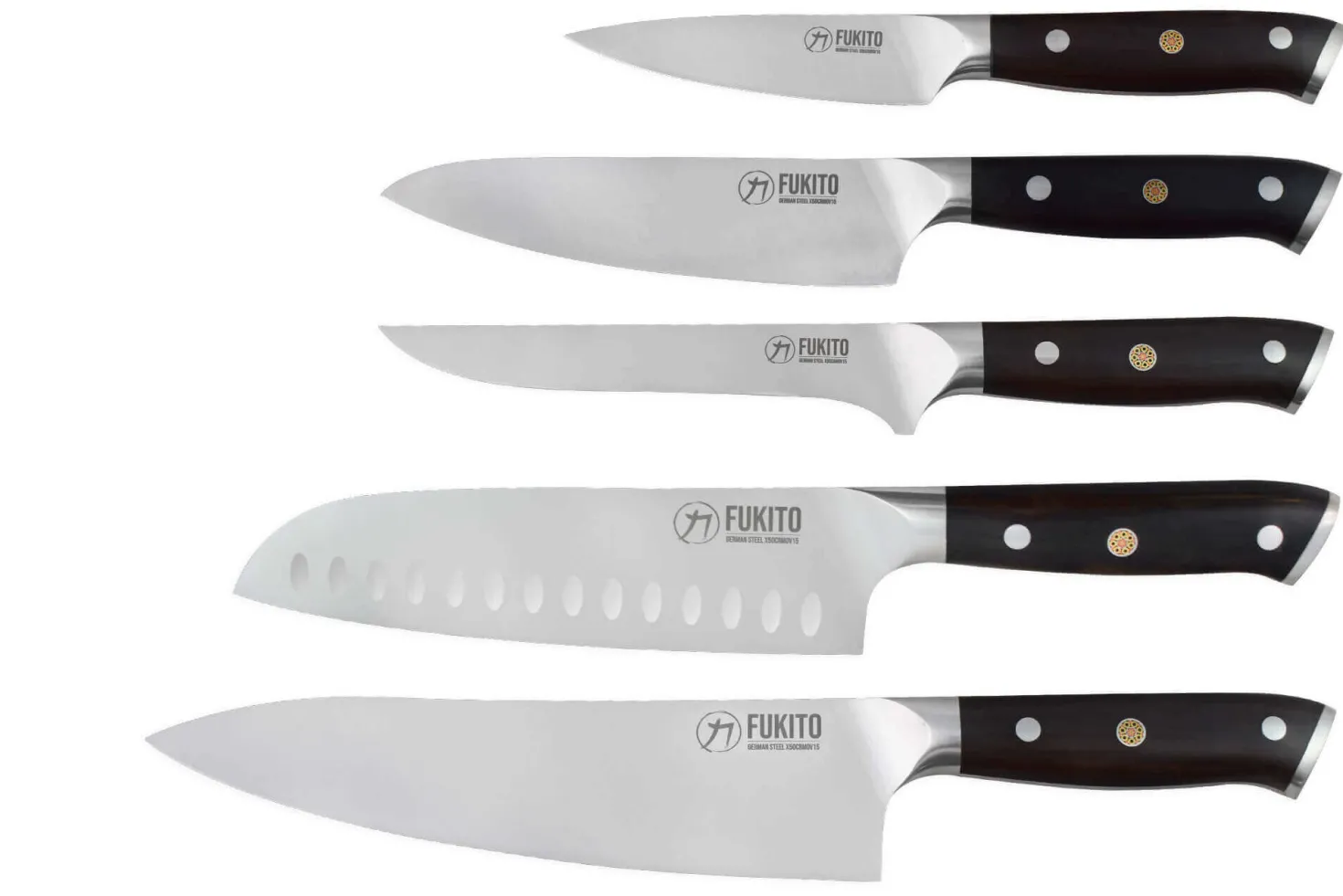 Mallette 5 couteaux de cuisine Fukito Ebène X50