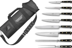 Mallette cuisinier Sabatier Chef 6 couteaux fabrication française + 1 fourchette + 1 fusil