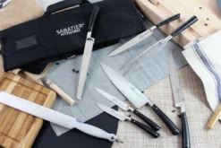 Mallette cuisinier Sabatier Edonist 6 couteaux fabrication française + 1 fourchette + 1 fusil