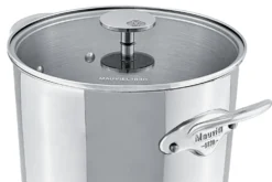 Marmite Mauviel M'Cook Accessoire en fonte d'inox compatible induction 24cm avec couvercle en verre