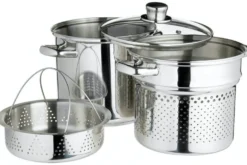Marmite à pâtes italiennes KitchenCraft World of Flavours en acier inox 4L 4 pièces