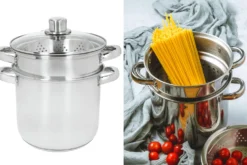 Marmite à pâtes italiennes KitchenCraft World of Flavours en acier inox 4L 4 pièces