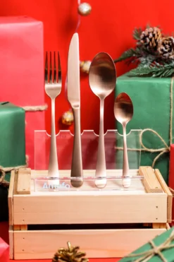 Ménagère 16 couverts de table Amefa Square en acier inoxydable 18/0 - Finition dorée