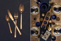 Ménagère 16 couverts Mikasa Ciara Diseno en acier inox doré