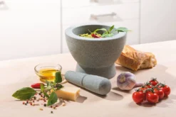 Mortier design Gefu Crunchy en granit gris double face + pilon