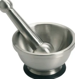 Mortier + pilon Mastrad tout inox avec base antidérapante