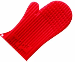 Moufle silicone rouge anti-chaleur 27x15cm