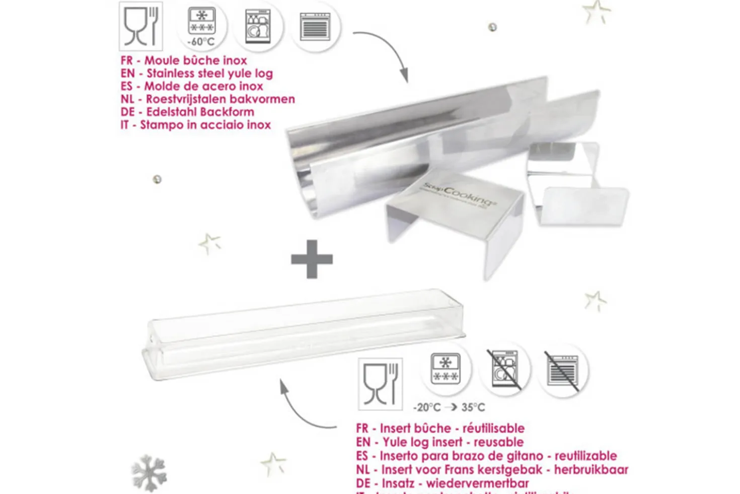 Moule à bûche en inox et insert semi rigide Scrapcooking - Réutilisable