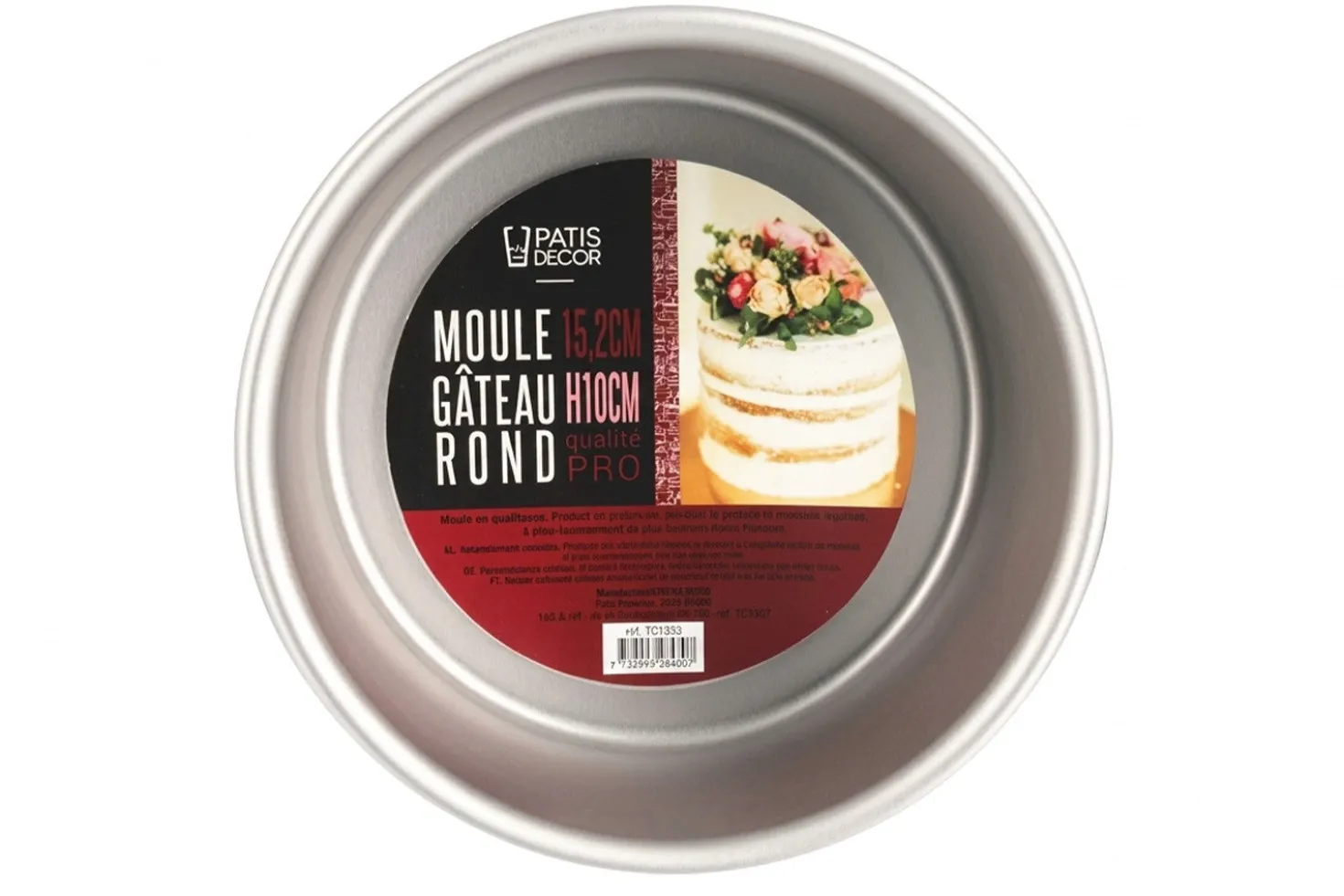 Moule à gâteau rond Patisdécor en aluminium 15,2x10cm