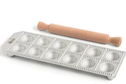 Moule à raviolis Marcato Classic 12 empreintes rondes + mini rouleau en bois