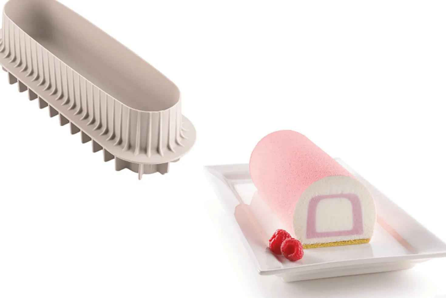 Moule Silikomart Inserto Buche & Cake double insert en silicone 3D