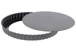 Moule à tarte cannelé en acier De Buyer à fond amovible et bord droit
