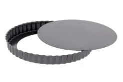 Moule à tarte cannelé en acier De Buyer à fond amovible et bord droit