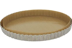 Moule à tarte cannelé inox fond amovible De Buyer et feuille cuisson