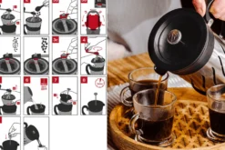 Moulin à café et cafetière à piston 2 en 1 Peugeot Paris Press en inox / ABS 15cm
