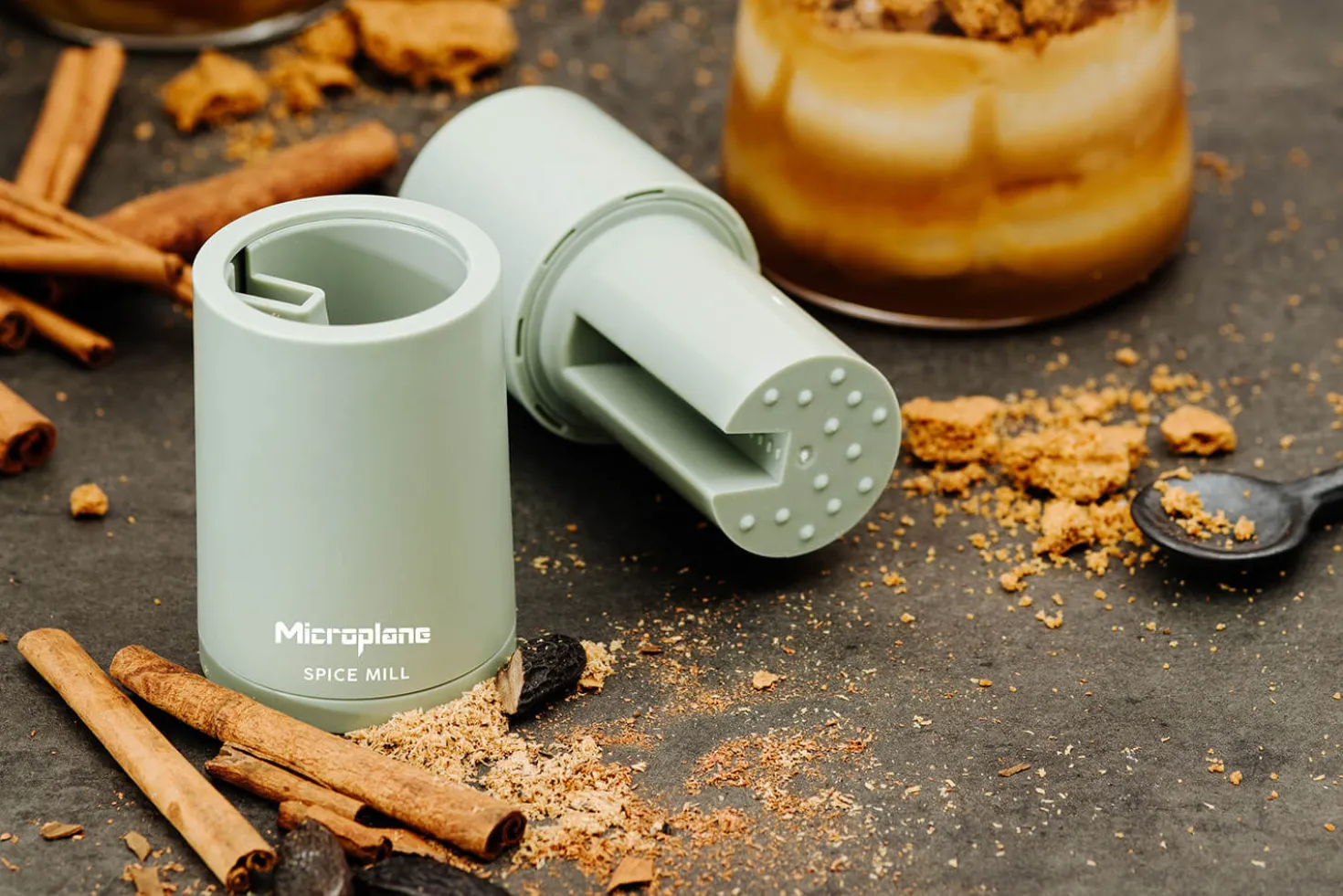 Moulin à épices Microplane 2-en-1 Vert Sauge