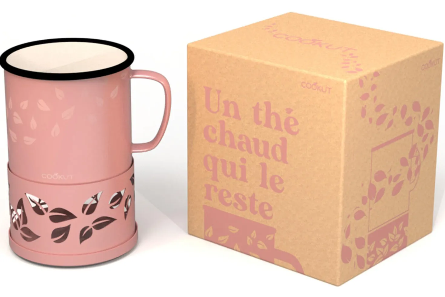 Mug à thé Cookut Sixtea chauffé à la bougie rose