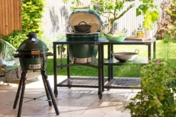 Pack Big Green Egg Large barbecue + convEGGtor + table modulaire + meuble d'extension + 6 roulettes