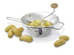 Passe-légumes 24cm acier inox 3 grilles + bouton en bois