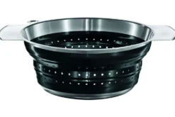 Passoire pliable noire Rösle en acier et silicone - Diamètre 24cm