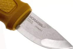 Petit couteau de poche Mora Eldris 12632 lame inox 5,9cm manche caoutchouc jaune avec allume-feu + étui
