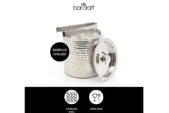 Petit seau à glace Barcraft en acier inox martelé avec couvercle 1,5L + pince à glaçon