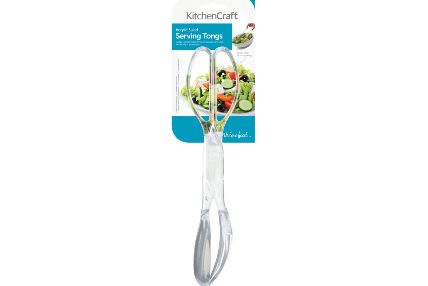 Pinces à salade KitchenCraft Scissor Action séparables en acrylique transparent