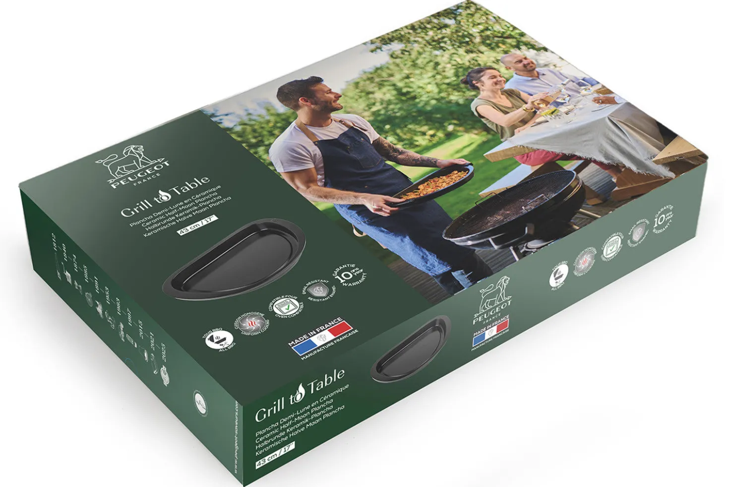 Plancha demi-lune noire Peugeot Grill to table en céramique - 43cm