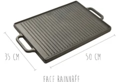 Plancha grill réversible en fonte - 50x35cm