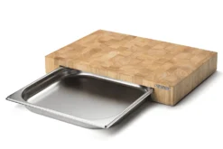 Planche à découper Continenta en bois 48x32,5x6cm + bac inox