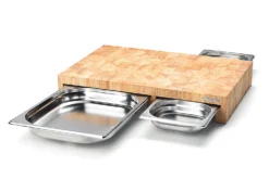 Planche à découper Continenta en bois 50x32,5x8,5cm + 3 bacs inox