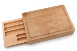 Planche à découper Sabatier International en hêtre + tiroir de rangement coulissant