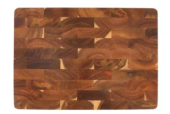 Planche à découper Wusaki bois d'acacia damier pieds antidérapants 40 x 28,5 x 2,5cm
