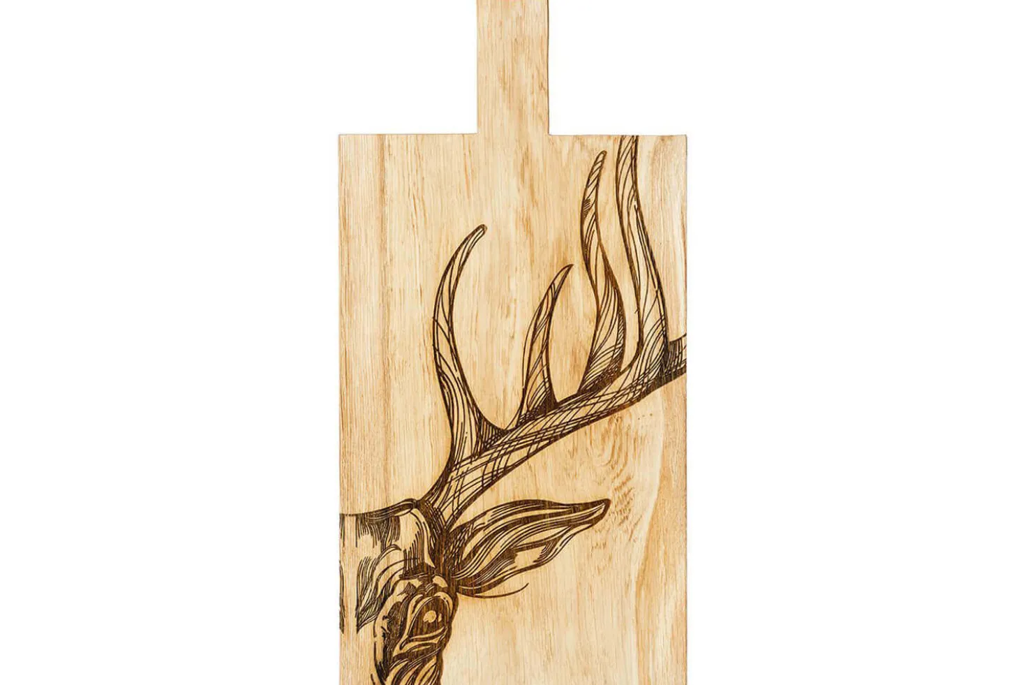 Planche de service en chêne Selbrae House 50x25x2cm avec poignée - Motif cerf