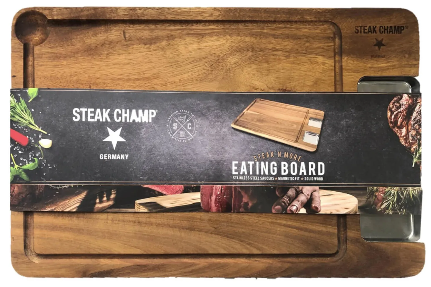Planche Steak Champ en bois d'acacia 42x27x1,6cm