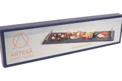 Plateau apéritif Artesà 60x15cm en ardoise et poignées cuivre