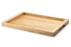 Plateau de service avec poignées Continenta en bois d'hévéa 59x40x4,3cm