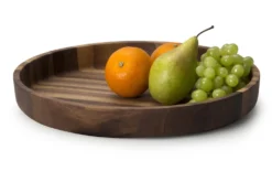 Plateau de service rond Continenta en noyer Ø38x5,4cm