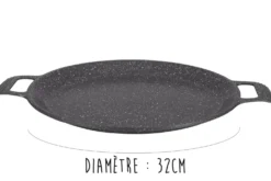 Plat à pizza en fonte Pradel Excellence Premium 32cm façon pierre tous feux/ induction
