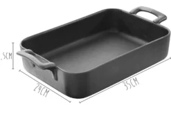 Plat rectangulaire Revol Belle Cuisine 34x25cm en porcelaine noire effet fonte
