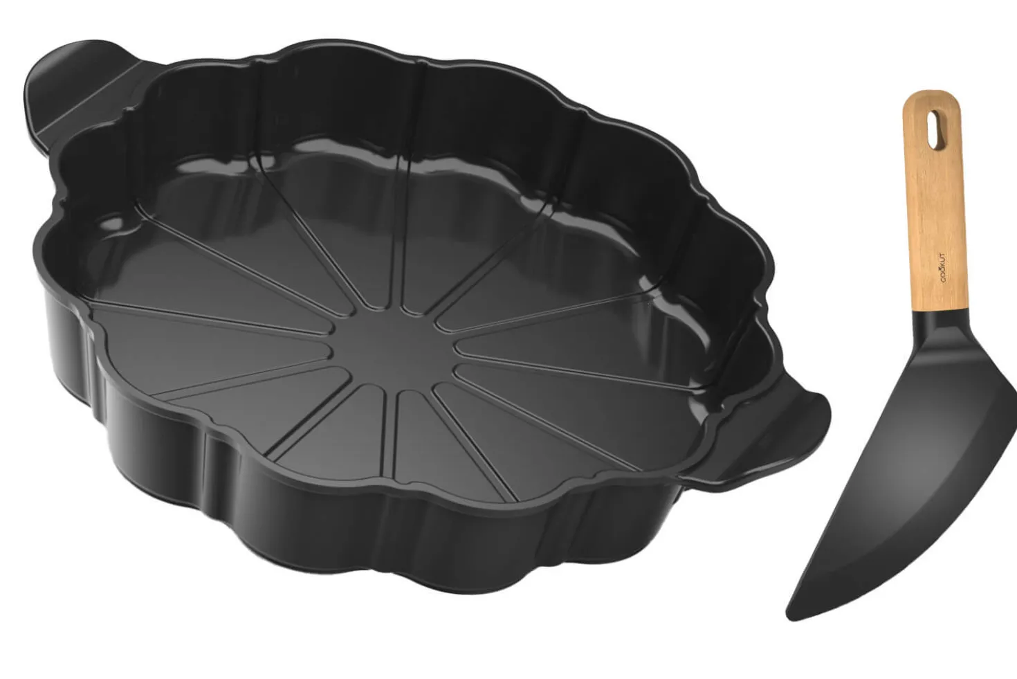 Plat à tarte Cookut Le Formidable avec coupe-tarte graphite