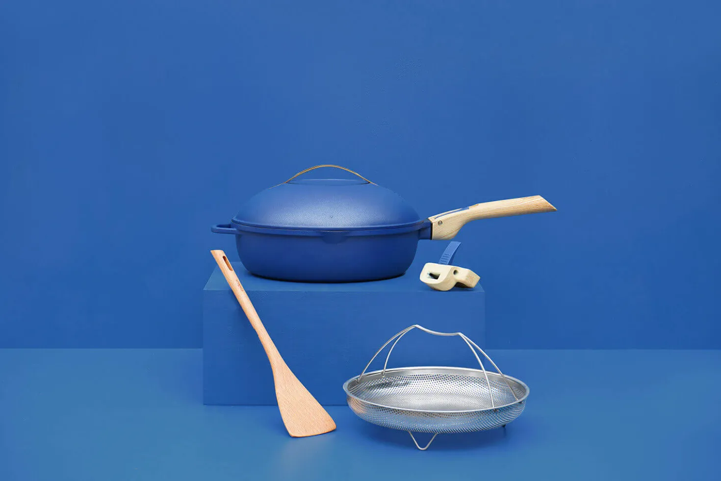 Poêle antiadhérente Cookut La Fabuleuse 8-en-1 bleue