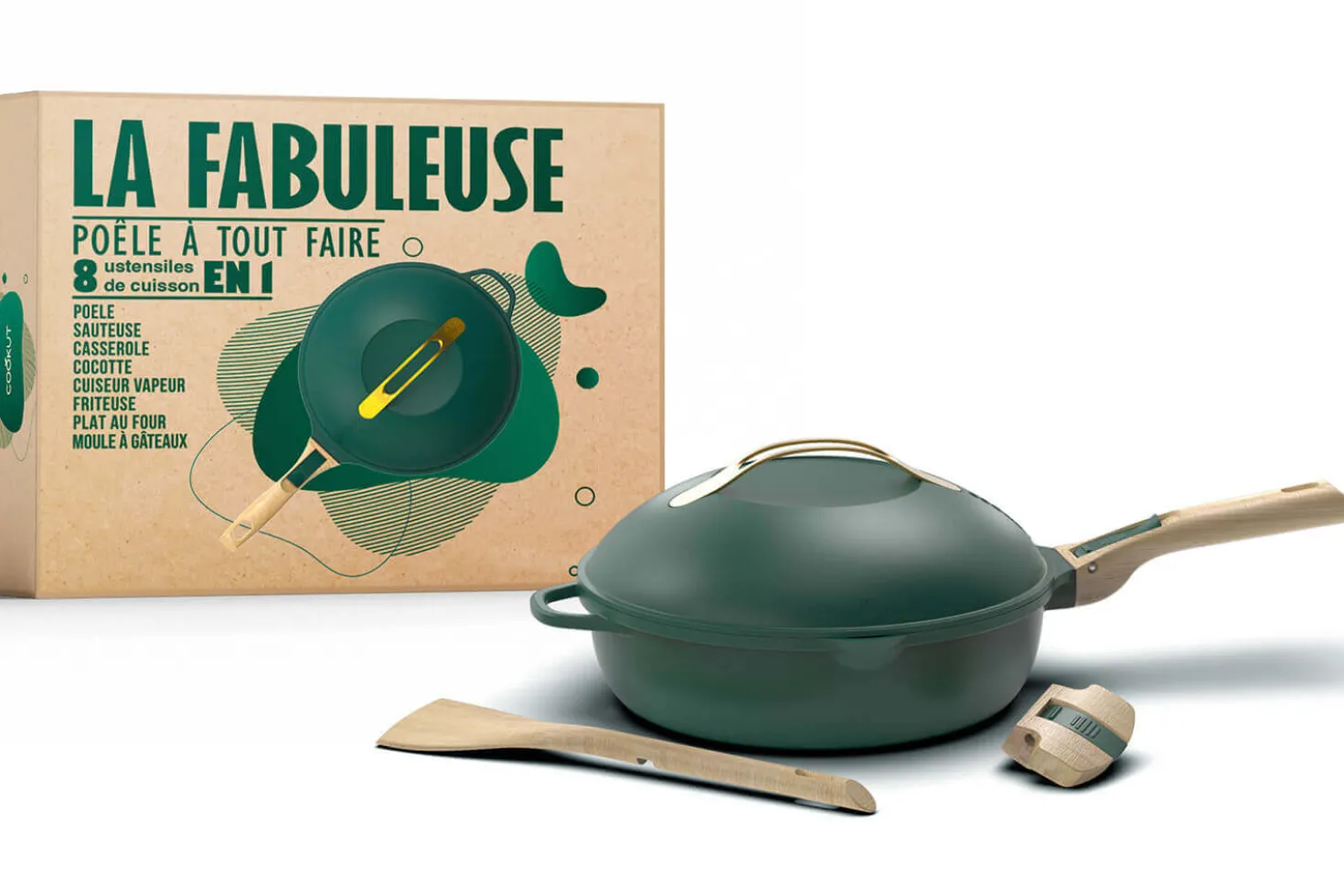 Poêle antiadhérente Cookut La Fabuleuse 8-en-1 canopée