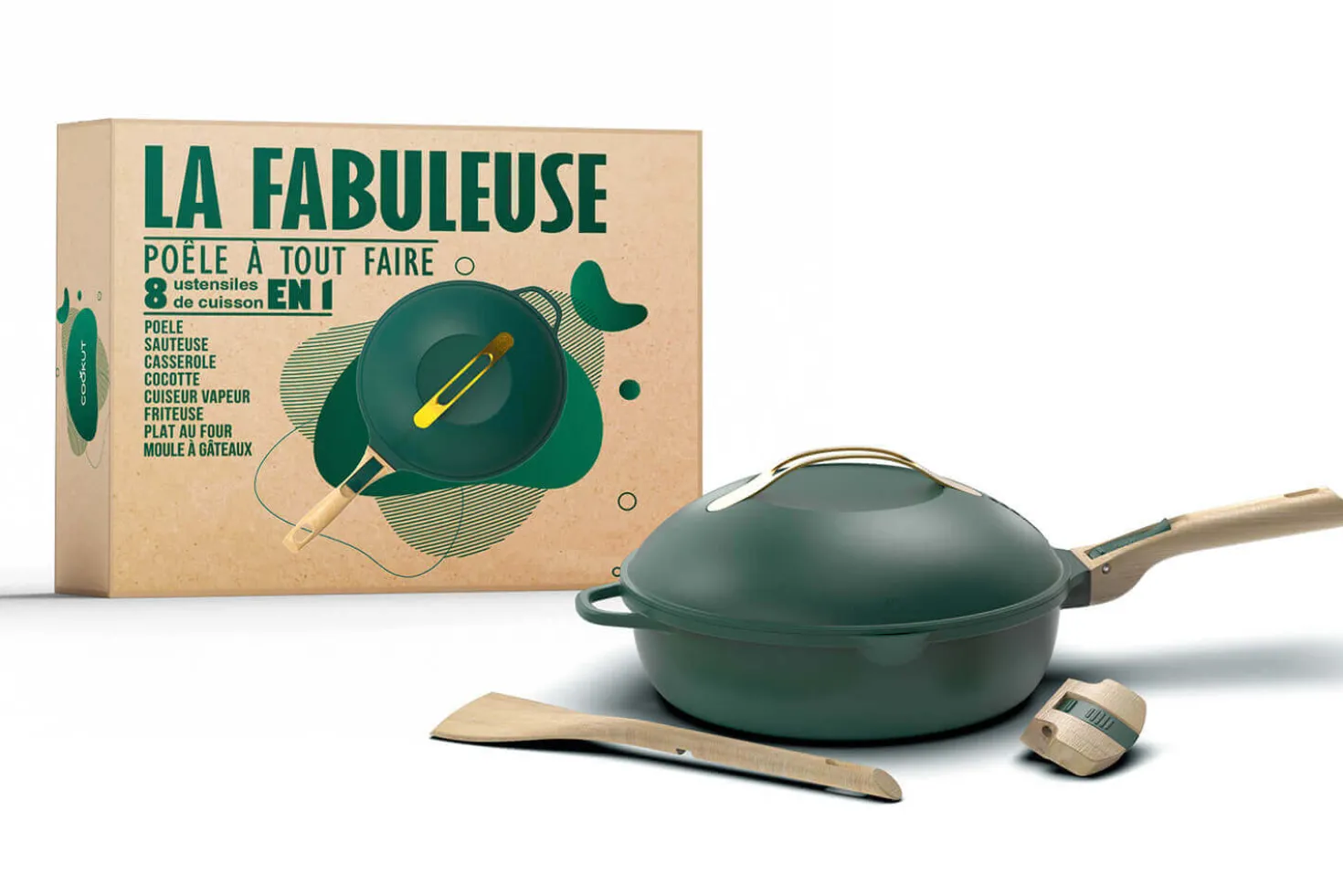 Poêle antiadhérente Cookut La Fabuleuse 8-en-1 canopée